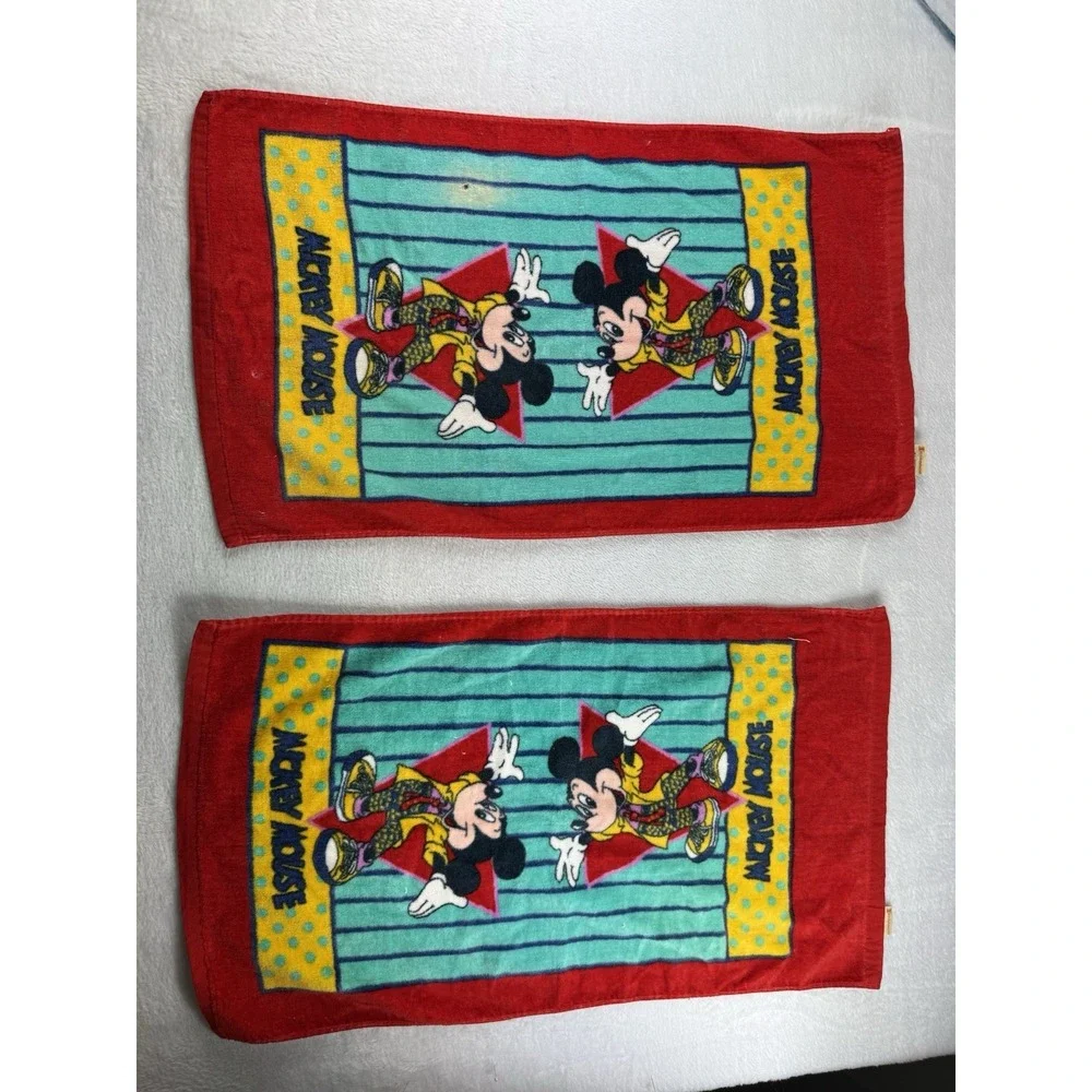 Vintage‎ Mickey Mouse Disney Bath Towel Set Franco Hand Towel & Wash Rag 6 Piece